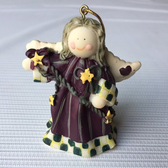 Holiday Treasures Other - Holiday Treasures Angel with Wings Small Resin Ornament Purple Christmas Decor